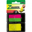 sigel Z-Marker Film-Mix im Spender, neon-pink (rot), neon-grün, neon-gelb, transparent, wieder ablösbar, reißfest, beschriftbar, 130 Blatt, HN485 -A-