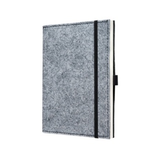 sigel Notizbuch Conceptum, Design, pure grey, Softcover mit Filz, blanco, ähnlich A6, 194 nummerierte Seiten, CO542